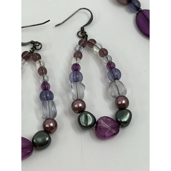 Napier Multicolored Purple Beaded Necklace And Matching‎ Earrings - Picture 2 of 9